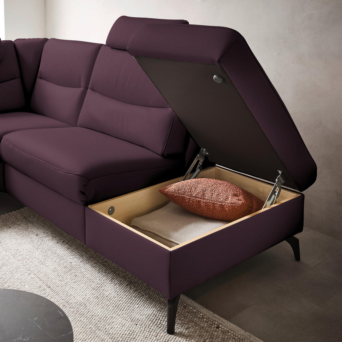 ECKSOFA  in Echtleder Violett  280/249 cm  - Anthrazit/Violett, Design, Leder/Metall (280/249cm) - Himolla Komfortklass