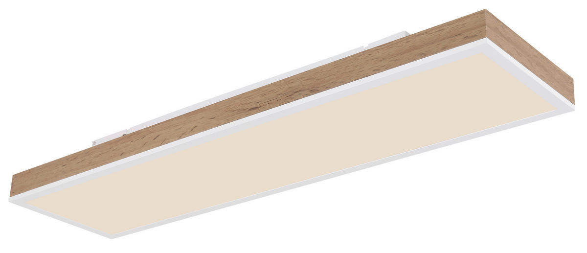 LED-DECKENLEUCHTE 24 W    80/20/7,8 cm  - Weiss/Dunkelbraun, Natur, Holzwerkstoff/Kunststoff (80/20/7,8cm) - Globo