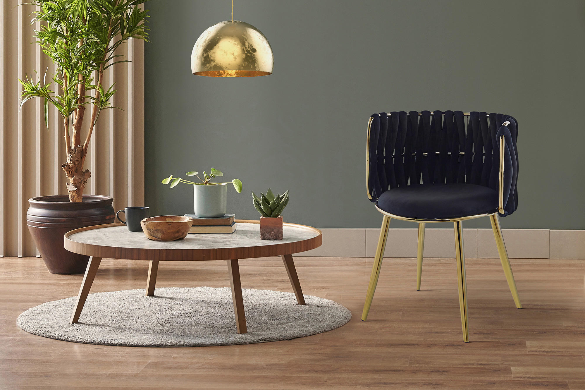 STOL MED ARMSTÖD SET 2 styck järn  - svart/guldfärgad, Design, metall/plast (57/80/53cm) - Kayoom