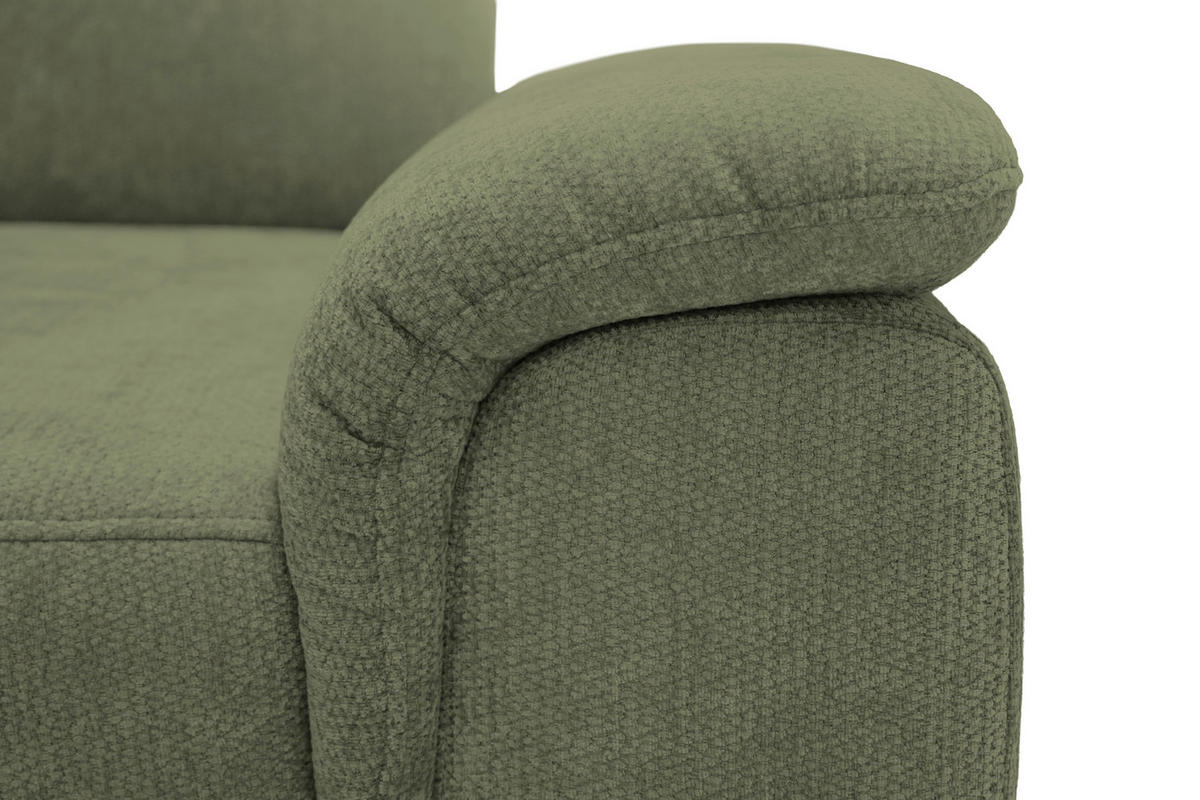 ECKSOFA Dunkelgrün Chenille Bettkasten, Schlaffunktion, Rücken echt, Kopfteilverstellung, Liegefläche im Originalstoff  - Dunkelgrün/Schwarz, KONVENTIONELL, Textil/Metall (206/265cm) - Carryhome