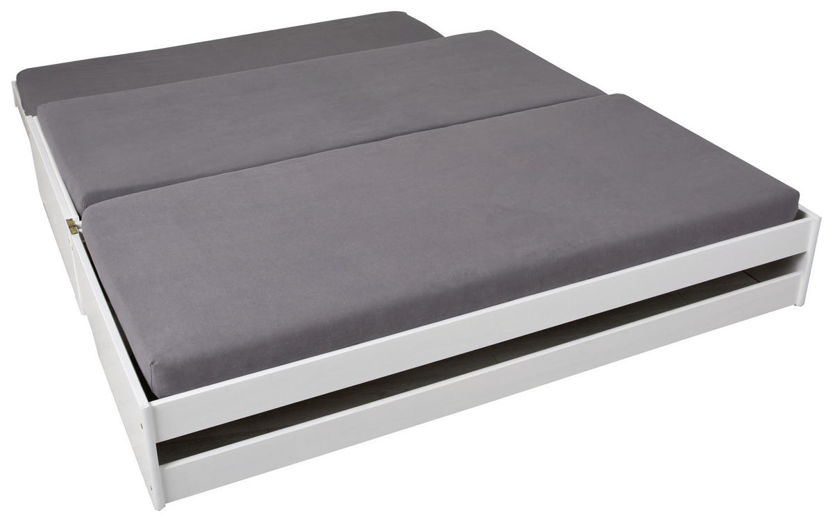 AUSZIEHBETT 90/200 cm Weiss  - Weiss/Naturfarben, Konventionell, Holz (90/200cm) - MID.YOU