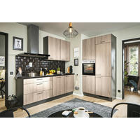 ECKKÜCHE 220/120 cm  in Graphitfarben, Tannenholzfarben  - Tannenholzfarben/Schwarz, Design, Holzwerkstoff/Metall (220/120cm) - Xora