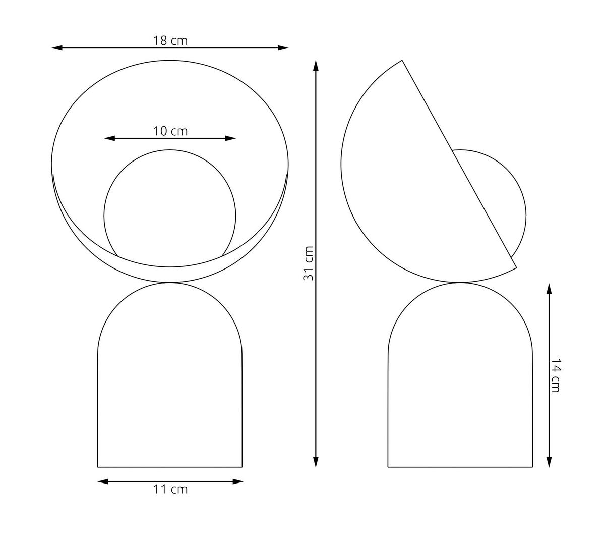 TISCHLEUCHTE 18/18/31 cm  - Beige, Design, Glas/Metall (18/18/31cm)