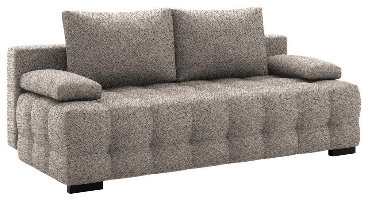 SCHLAFSOFA in Chenille, Plüsch Graubraun  - Graubraun/Schwarz, KONVENTIONELL, Kunststoff/Textil (209/96/100cm) - Stylife
