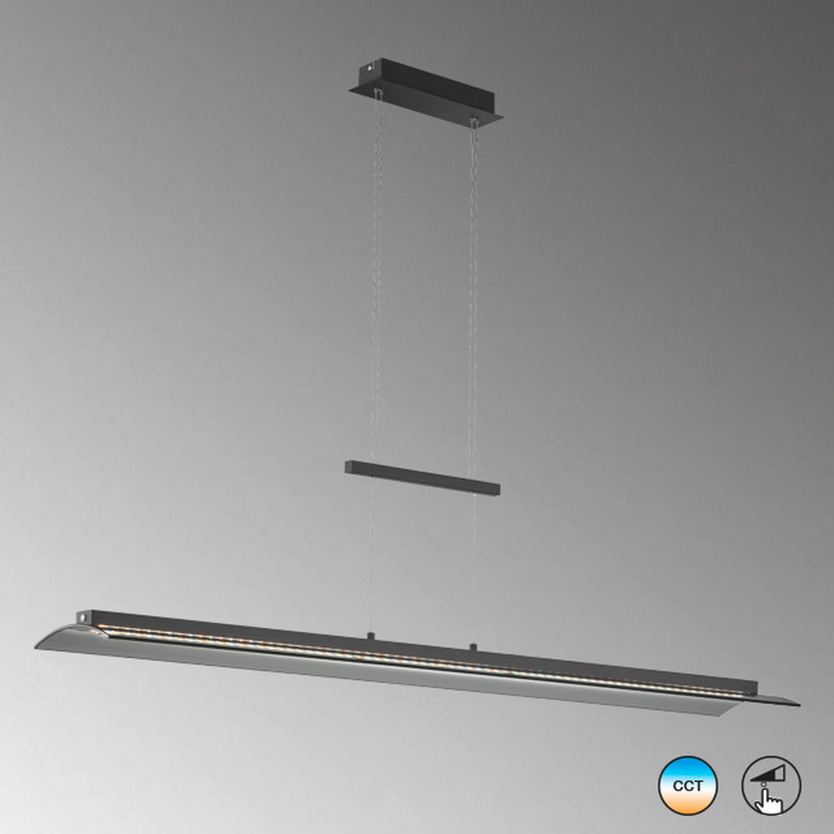 LED-HÄNGLAMPA Nana 125/25/151 cm  - svart, Design, metall/glas (125/25/151cm) - Fischer & Honsel