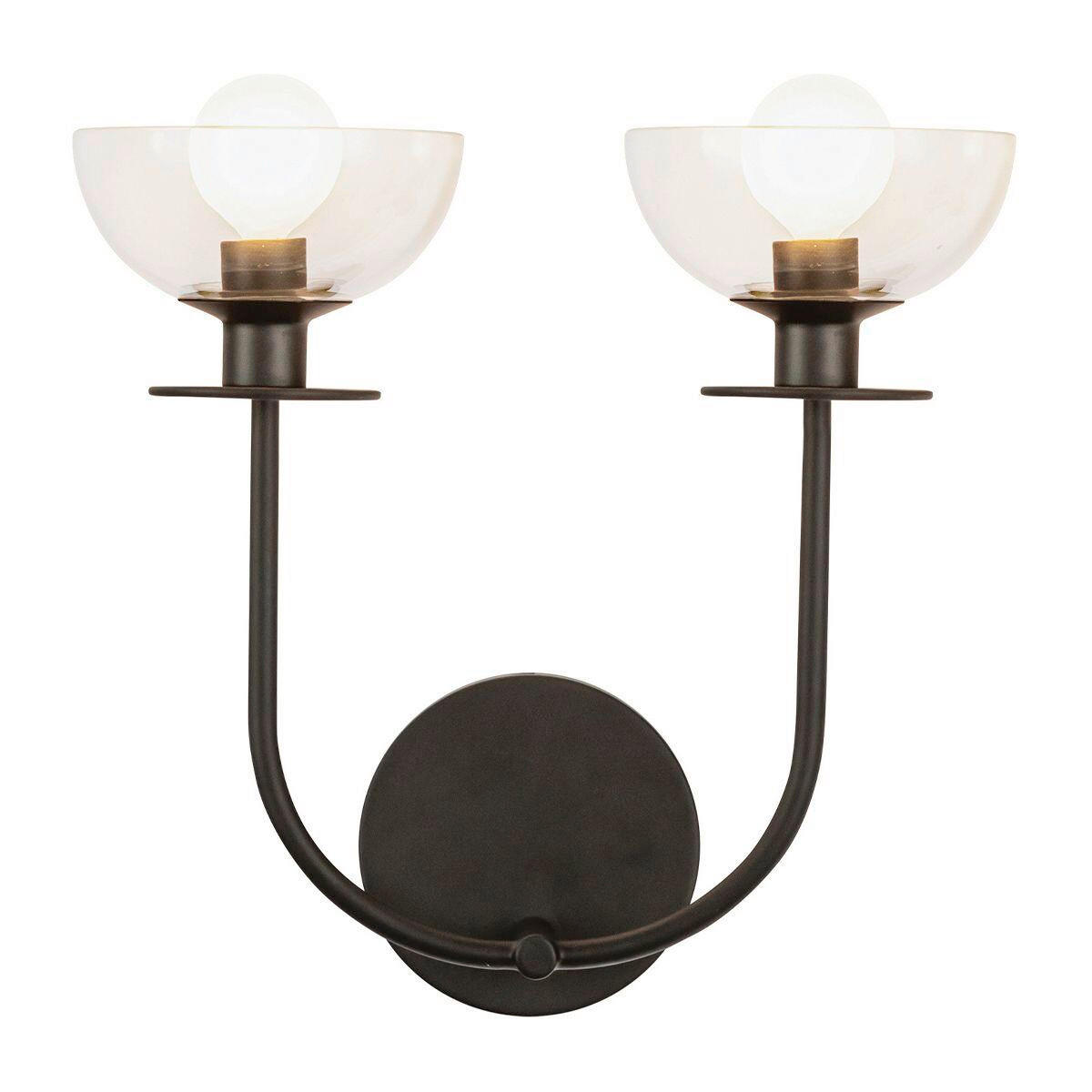 NÁSTENNÉ SVIETIDLO, 30,5/29,2 cm  - čierna, Konventionell, kov/sklo (30,5/29,2cm) - Elstead Lighting