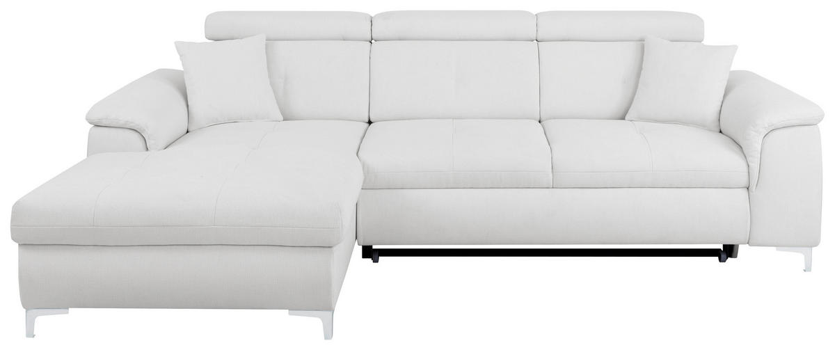 ECKSOFA in Flachgewebe Naturfarben  - Chromfarben/Naturfarben, KONVENTIONELL, Textil/Metall (175/268cm) - Carryhome