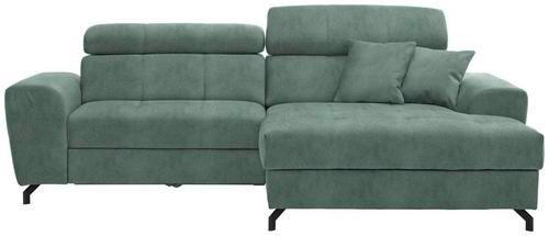 ECKSOFA Mintgrün Velours  - Schwarz/Mintgrün, Design, Textil/Metall (267/181cm) - Carryhome