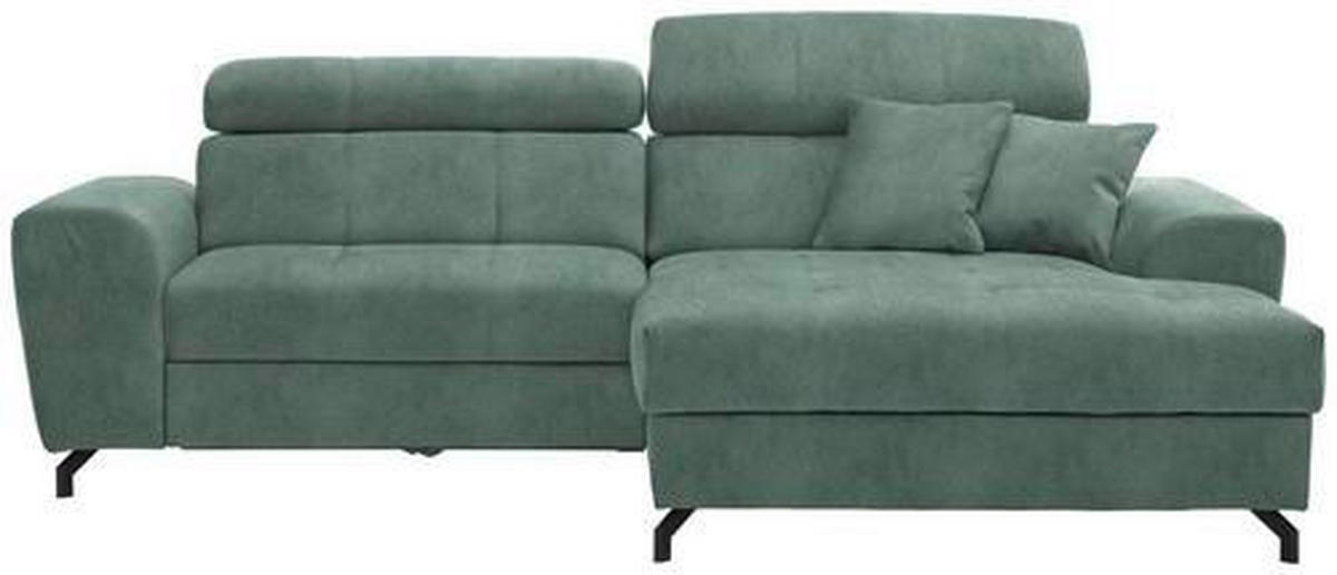ECKSOFA in Velours Mintgrün  - Schwarz/Mintgrün, Design, Textil/Metall (267/181cm) - Carryhome