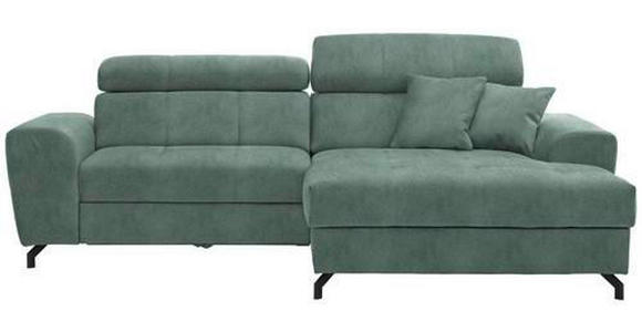 ECKSOFA in Velours Mintgrün 267/181 cm - Schwarz/Mintgrün, Design, Textil/Metall (267/181cm) - Carryhome