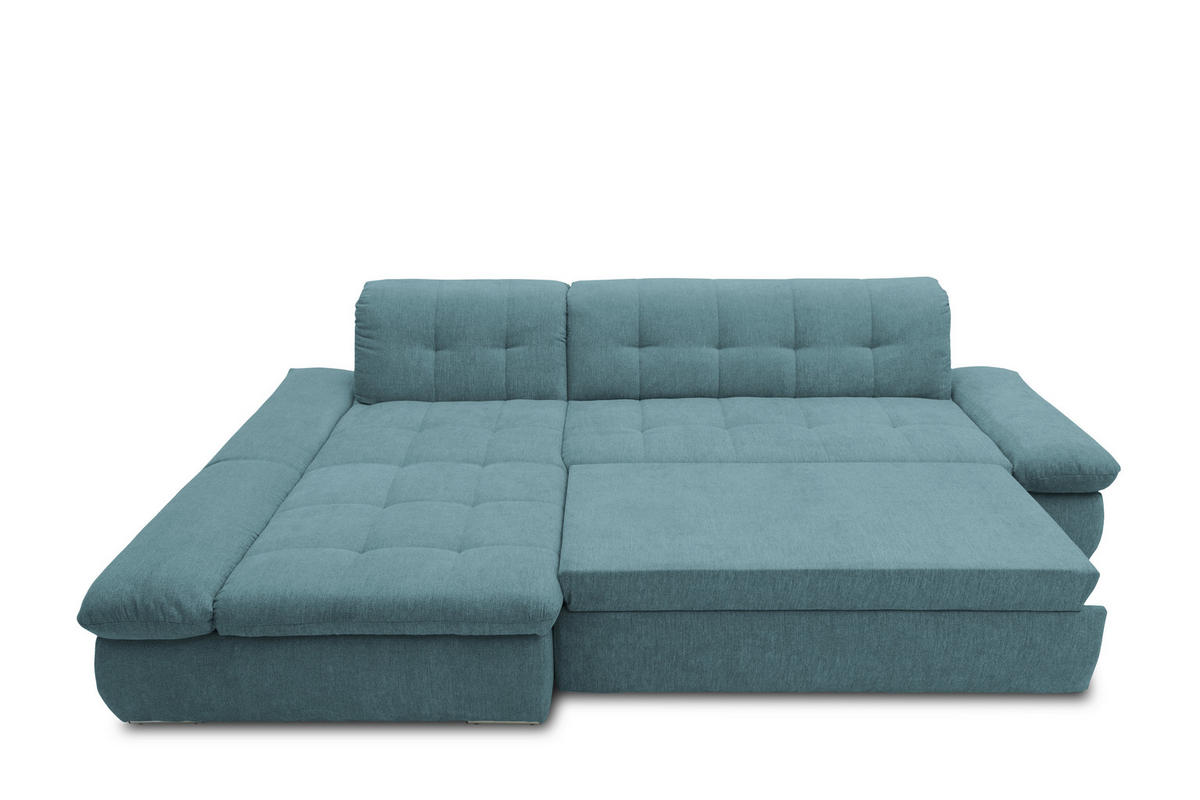 ECKSOFA Petrol Mikrofaser  - Chromfarben/Petrol, KONVENTIONELL, Textil/Metall (172/300cm) - MID.YOU