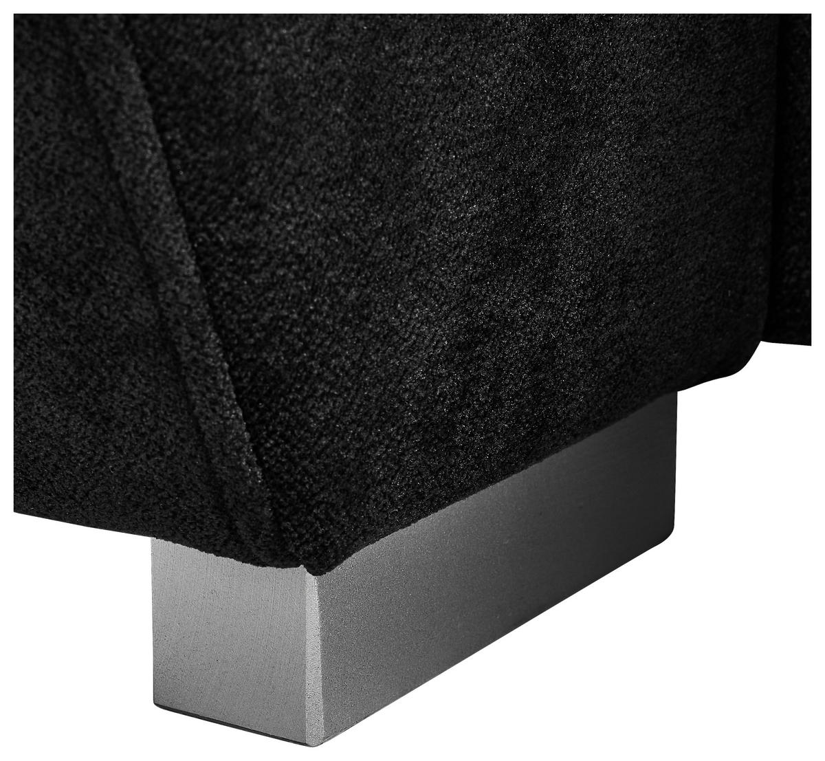 ECKSOFA Chenille Schwarz  - Silberfarben/Schwarz, Konventionell, Holz/Textil (187/293cm) - Carryhome