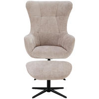 RELAXSESSELSET Chenille Hocker    - Beige/Schwarz, Design, Textil/Metall (73/107/80cm) - Welnova