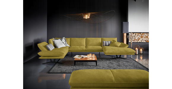 WOHNLANDSCHAFT in Echtleder Hellgrün - Schwarz/Hellgrün, Natur, Leder/Metall (217/359/155cm) - Dieter Knoll