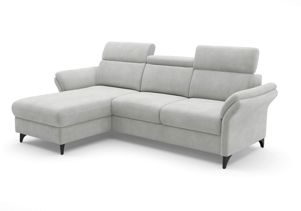 ECKSOFA Flachgewebe Silberfarben  - Silberfarben/Schwarz, Konventionell, Textil/Metall (166/253cm) - Sit & More