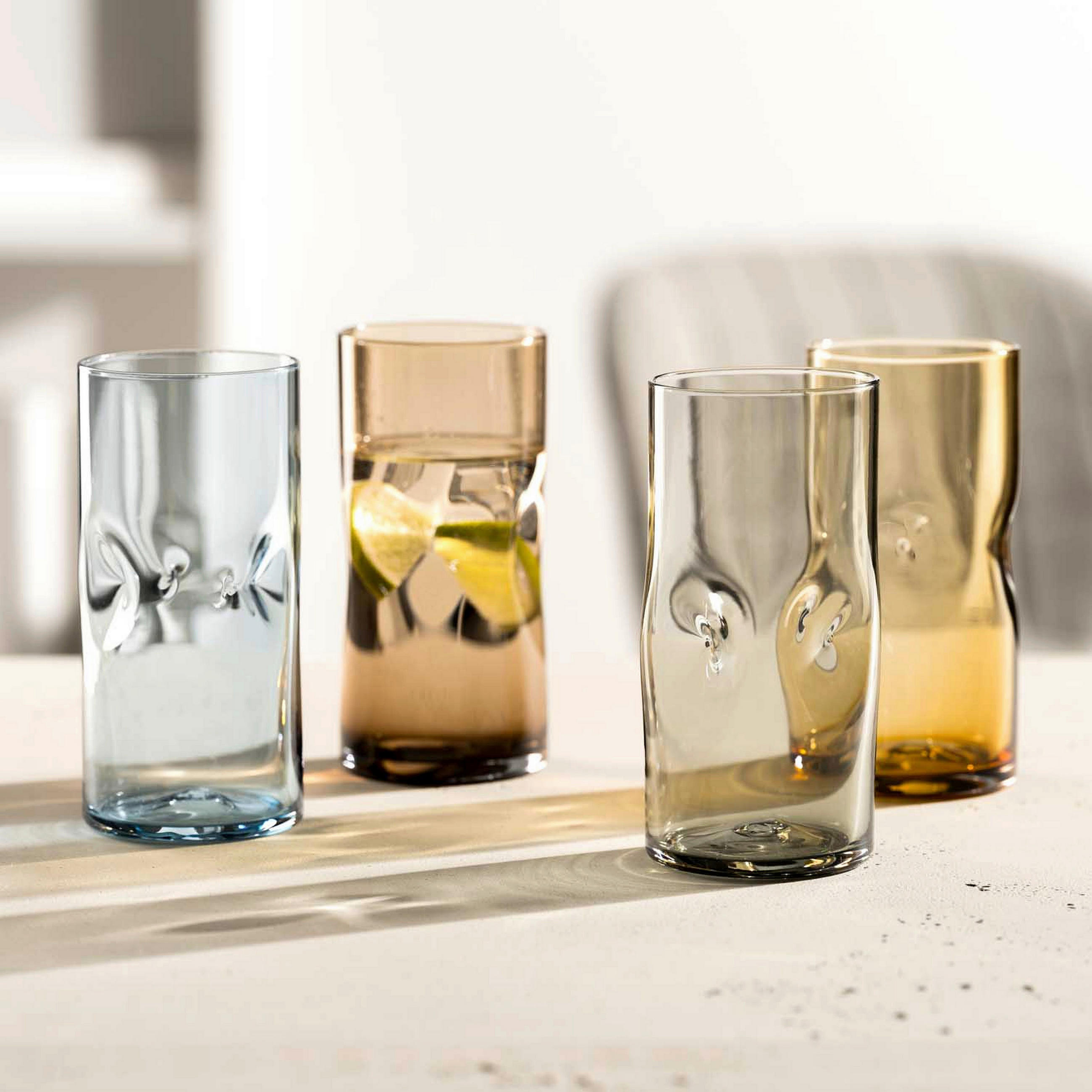 GLÄSERSET Vesuvio 4-teilig  - Blau/Bernsteinfarben, Design, Glas (6,50/13,50/6,50cm) - Leonardo