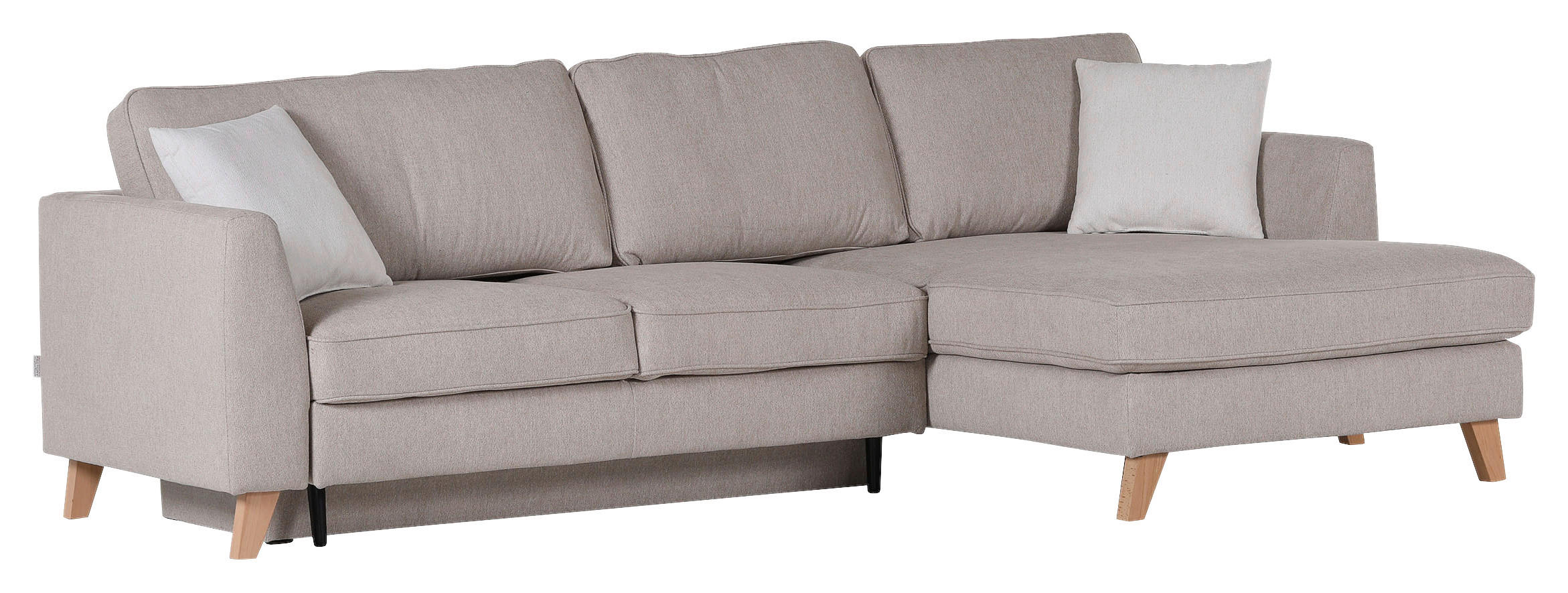 ECKSOFA Beige Flachgewebe  - Beige/Buchefarben, Design, Holz/Textil (271/165cm) - Carryhome