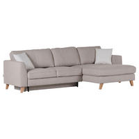 ECKSOFA in Flachgewebe Beige  - Weiss/Beige, Design, Holz/Textil (271/165cm) - MID.YOU