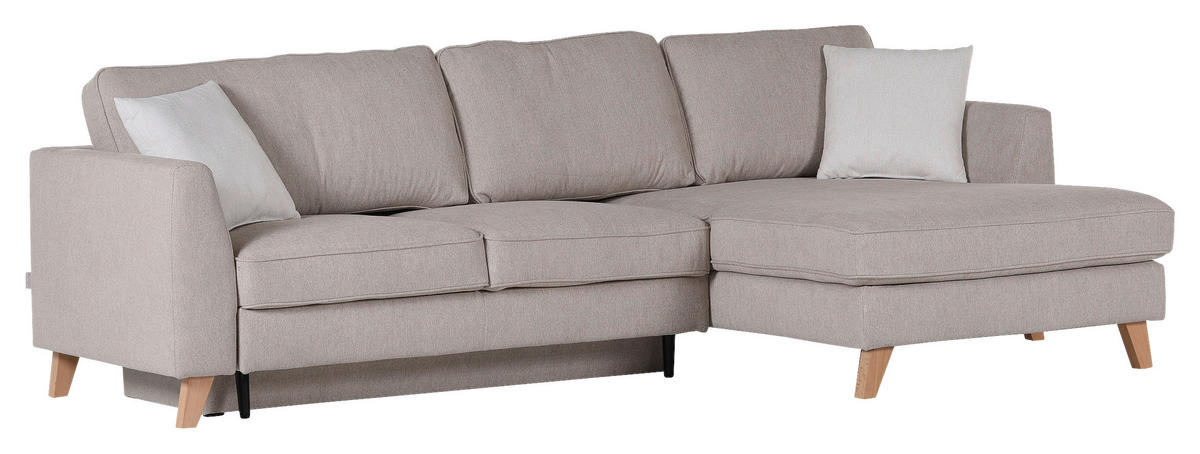 ECKSOFA in Flachgewebe Beige  - Weiss/Beige, Design, Holz/Textil (271/165cm) - MID.YOU