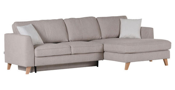 ECKSOFA Beige Flachgewebe  - Beige/Buchefarben, Design, Holz/Textil (271/165cm) - Carryhome