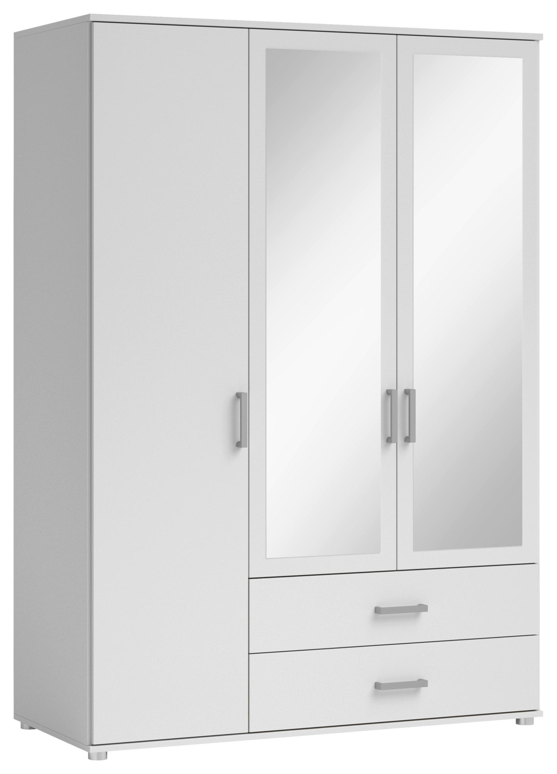 KLEIDERSCHRANK  in Weiß  - Alufarben/Weiß, KONVENTIONELL, Glas/Holzwerkstoff (125/190/51cm) - Carryhome