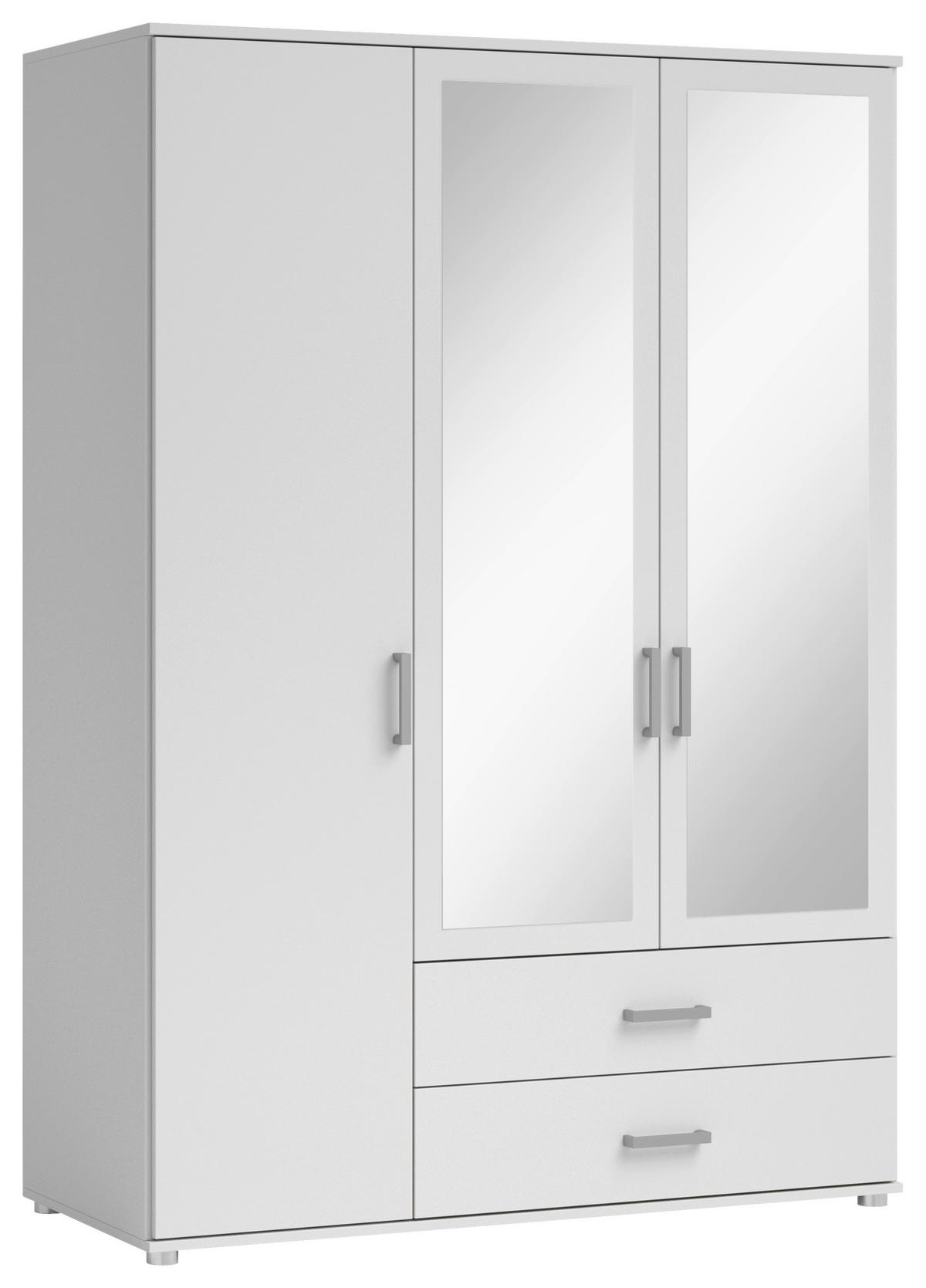 ŠATNÍKOVÁ SKRIŇA, biela, 125/190/51 cm - biela/hliníková, Konventionell, kompozitné drevo/plast (125/190/51cm) - Carryhome