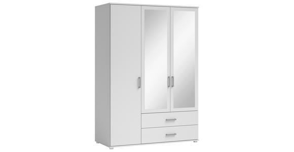 KLEIDERSCHRANK  in Weiß  - Alufarben/Weiß, KONVENTIONELL, Glas/Holzwerkstoff (125/190/51cm) - Carryhome