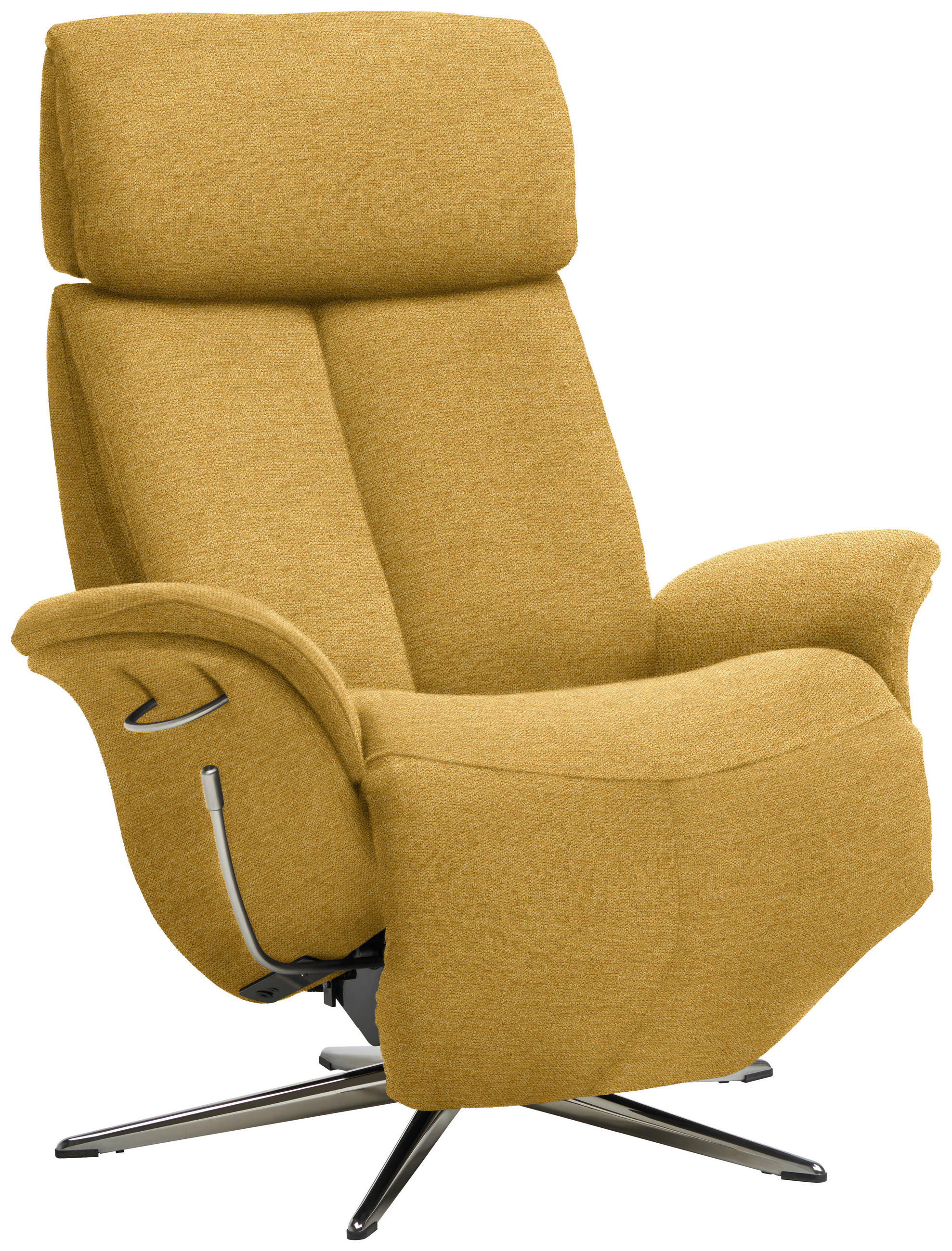 RELAXSESSEL Webstoff Relaxfunktion, Kopfteilverstellung, Fußteilverstellung    - Chromfarben/Currygelb, Design, Textil/Metall (78/102-111/84cm) - Welnova
