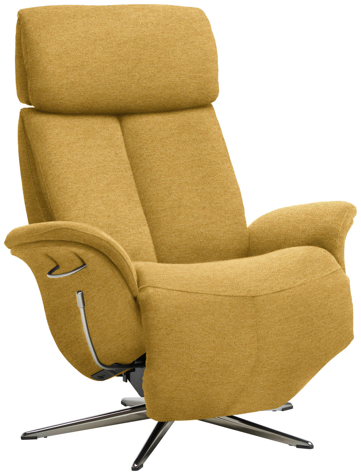 RELAXSESSEL Webstoff Relaxfunktion, Kopfteilverstellung, Fußteilverstellung    - Chromfarben/Currygelb, Design, Textil/Metall (78/102-111/84cm) - Welnova