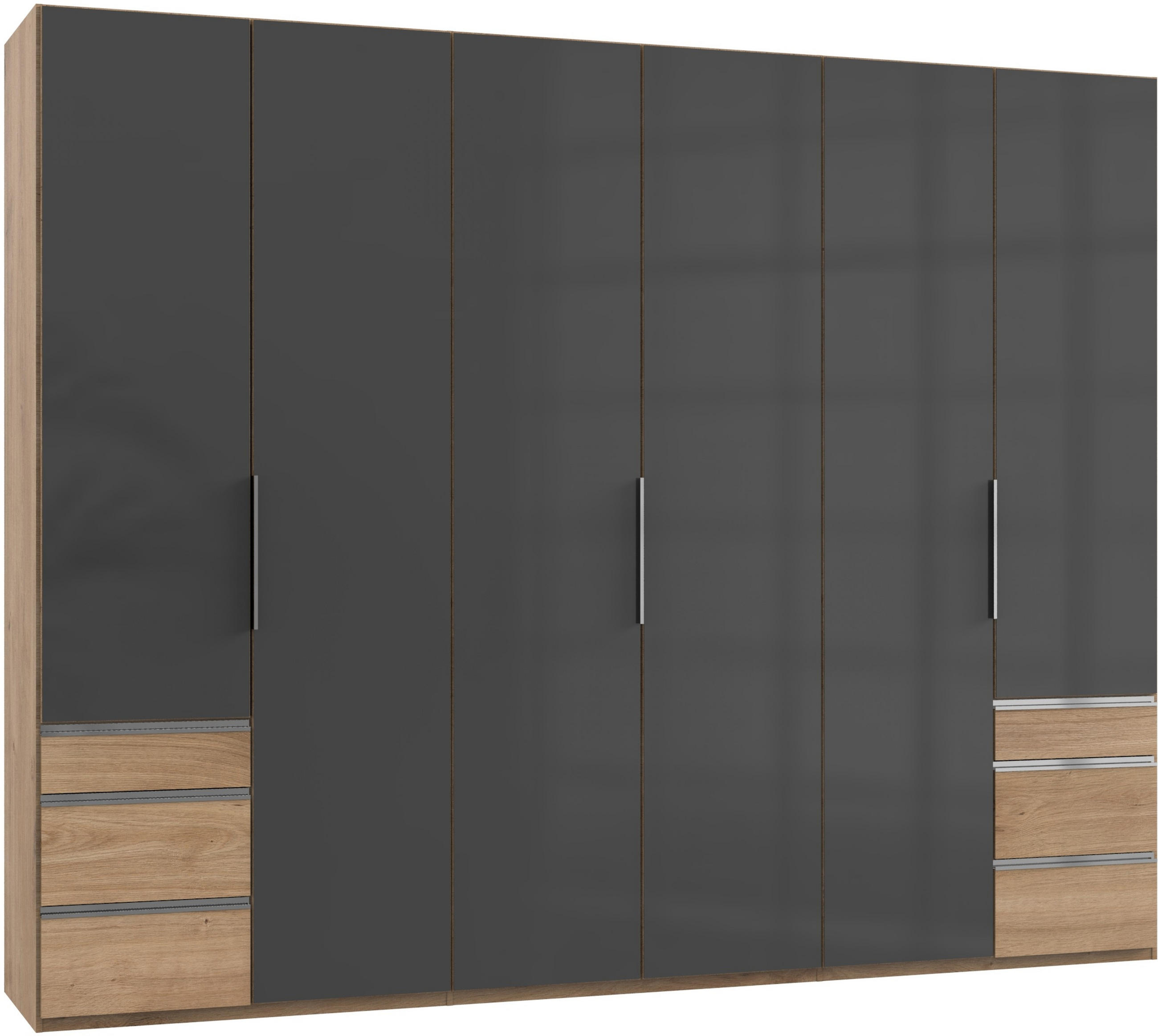 DREHTÜRENSCHRANK in Grau, Eichefarben  - Chromfarben/Eichefarben, Modern, Glas/Holzwerkstoff (300/236/58cm) - MID.YOU