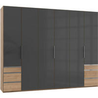 DREHTÜRENSCHRANK in Grau, Eichefarben  - Chromfarben/Eichefarben, Modern, Glas/Holzwerkstoff (300/236/58cm) - MID.YOU