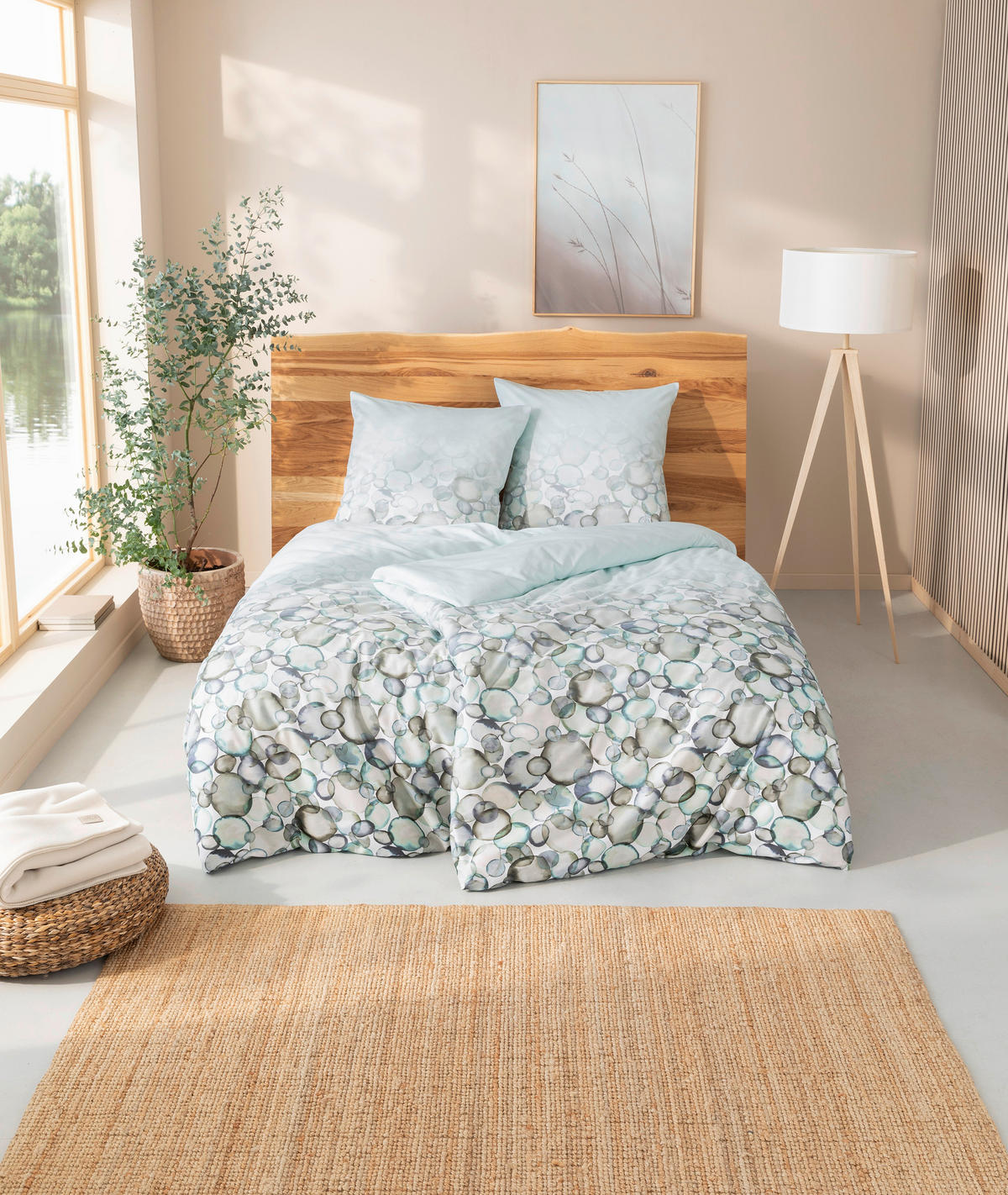 BETTWÄSCHE Salema Makosatin 135/200 cm  - Jadegrün, Design, Textil (135/200cm) - Estella