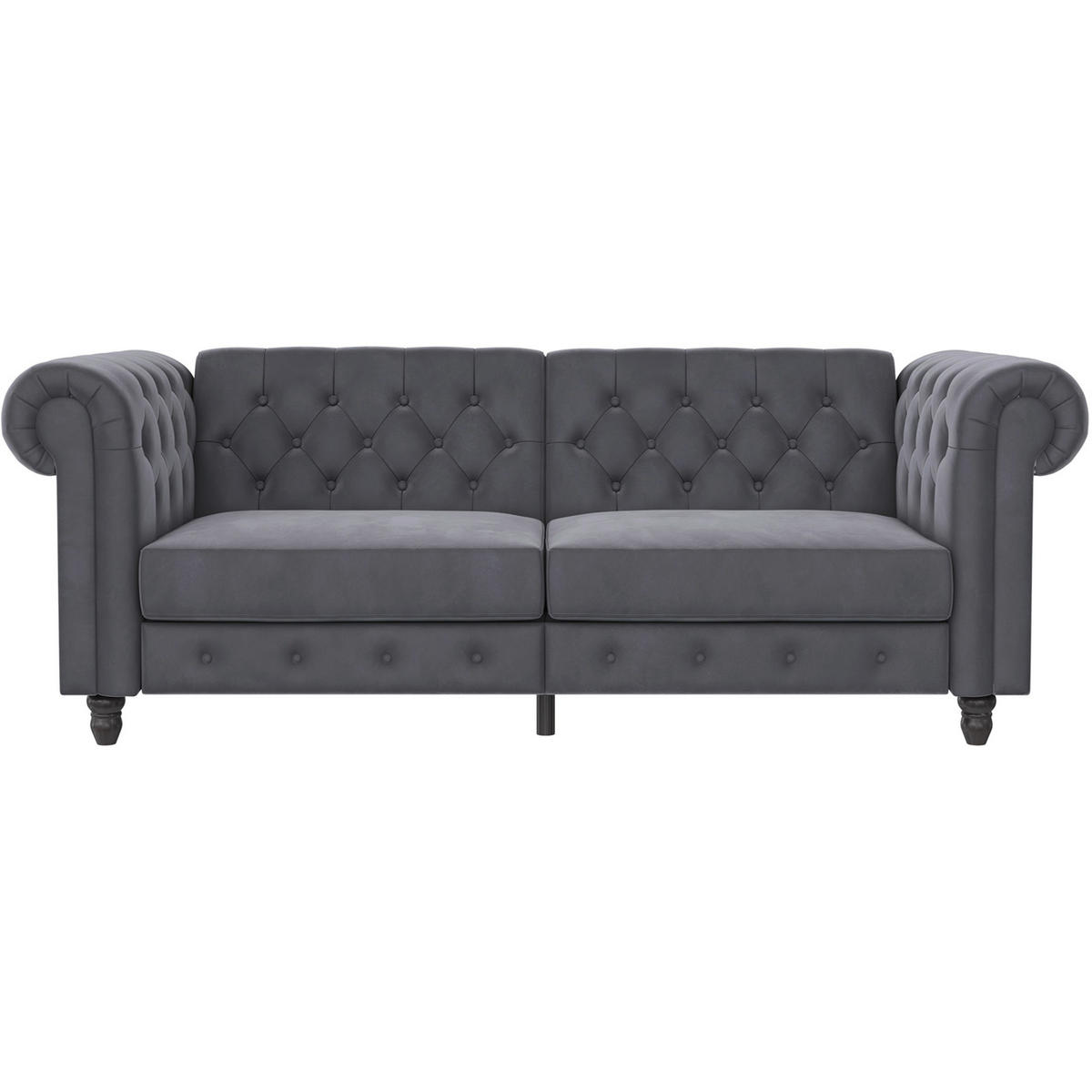 SCHLAFSOFA FIRENZE in Velours Anthrazit Vintage, Skandinavisch, Modern  - Anthrazit/Schwarz, Basics, Holz/Textil (236/83/87cm) - Livetastic