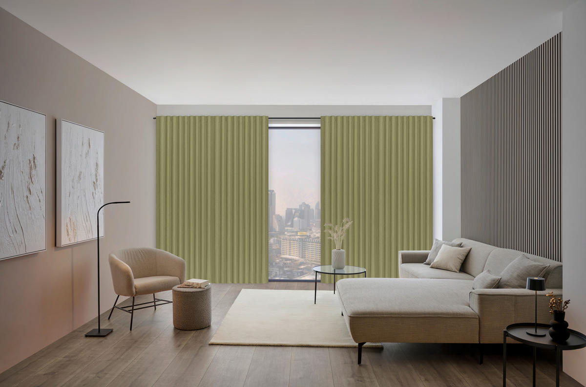 HOTOVÝ ZÁVĚS, neprůsvitné, 140/260 cm - olivově zelená, Design, textil (140/260cm) - Dieter Knoll