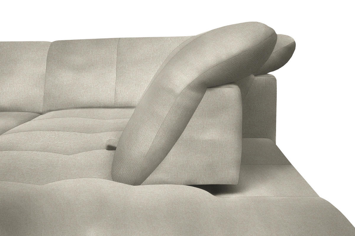 ECKSOFA in Flachgewebe Ecru  - Ecru/Schwarz, Design, Textil/Metall (242/313cm) - Xora