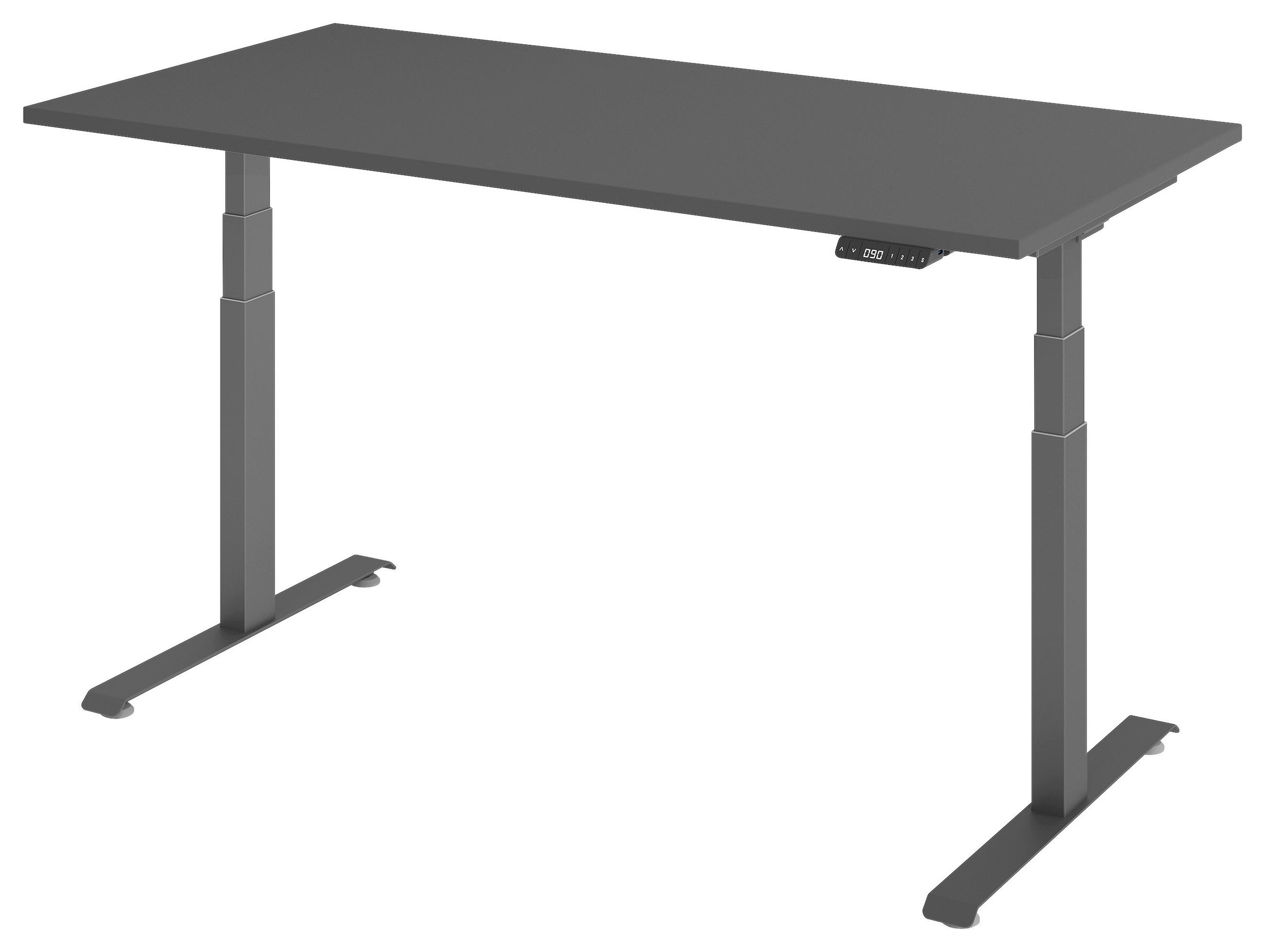 SCHREIBTISCH 160/80/64,5-129,5 cm  in Graphitfarben  - Graphitfarben, KONVENTIONELL, Holzwerkstoff/Metall (160/80/64,5-129,5cm) - Venda