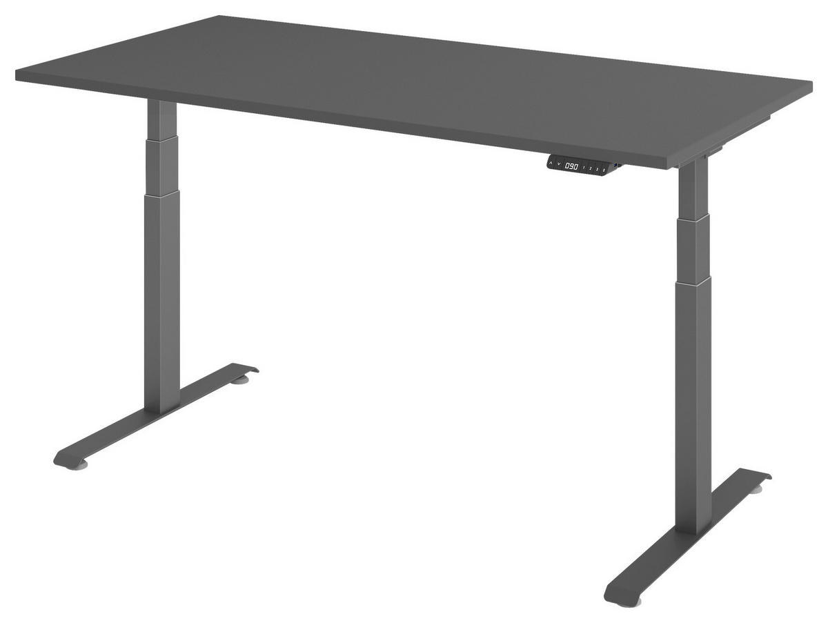 SCHREIBTISCH höhenverstellbar  - Graphitfarben, KONVENTIONELL, Holzwerkstoff/Metall (160/80/64,5-129,5cm) - Venda