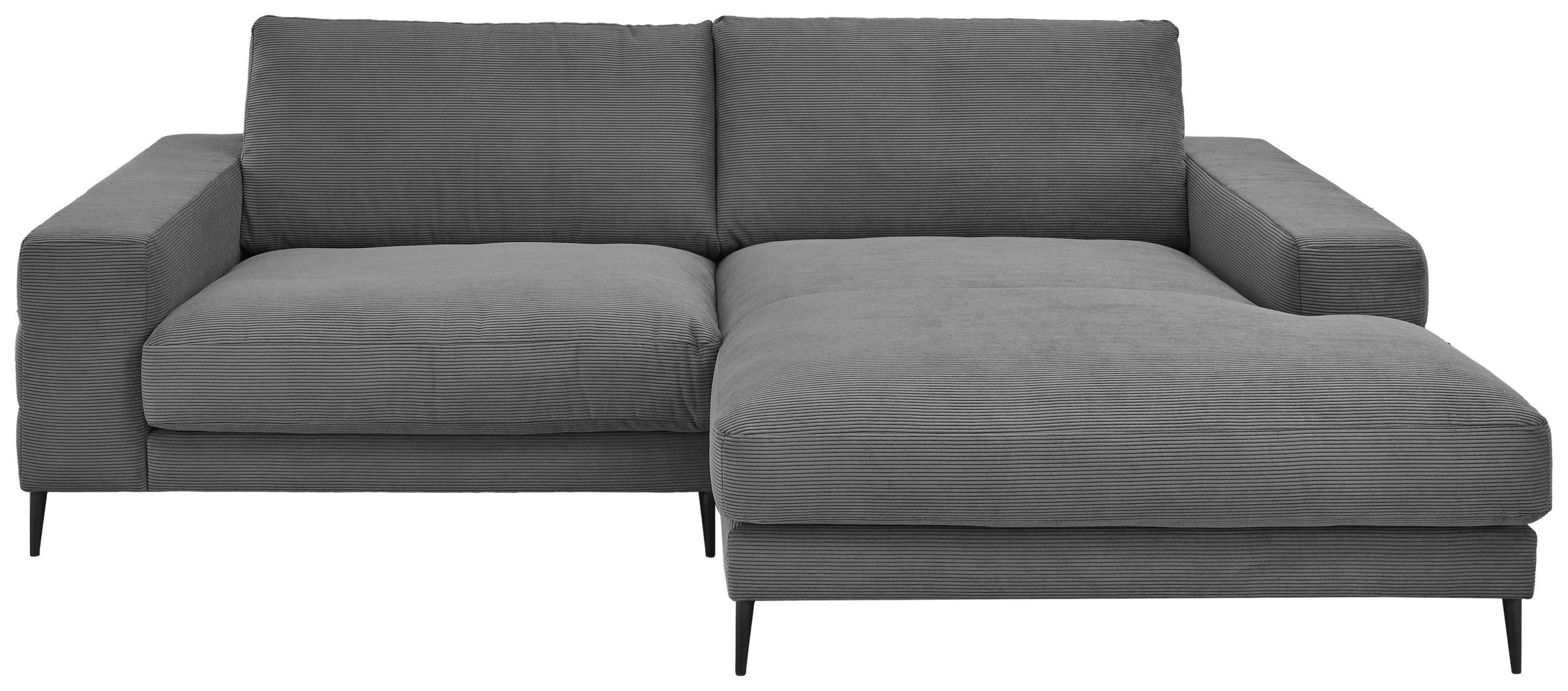 ECKSOFA in Feincord Anthrazit  - Anthrazit/Schwarz, Design, Textil/Metall (253/177cm) - Dieter Knoll