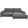 ECKSOFA in Feincord Anthrazit  253/177 cm  - Anthrazit/Schwarz, Design, Textil/Metall (253/177cm) - Dieter Knoll