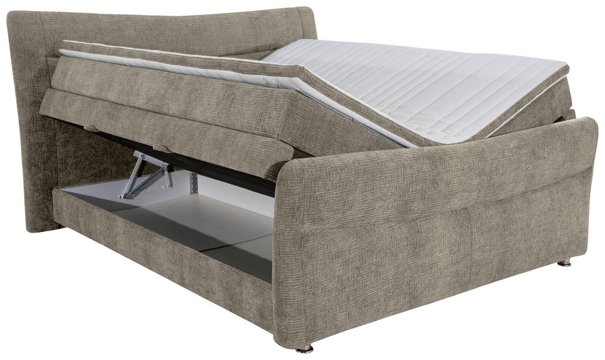 BOXSPRINGBETT 160/200 cm  in Greige  - Chromfarben/Greige, Konventionell, Textil/Metall (160/200cm) - Esposa
