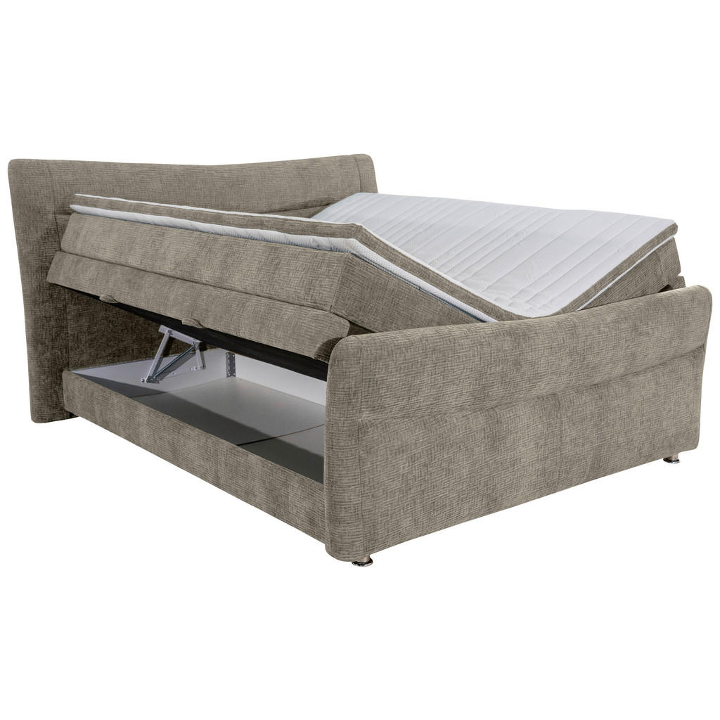 Thumbnail - Esposa Boxspringbett, Greige, Textil, H4, Höhe ca. 18 cm, 180x200 cm, Bettkasten, Topper durchgehend, Matratze in versch...