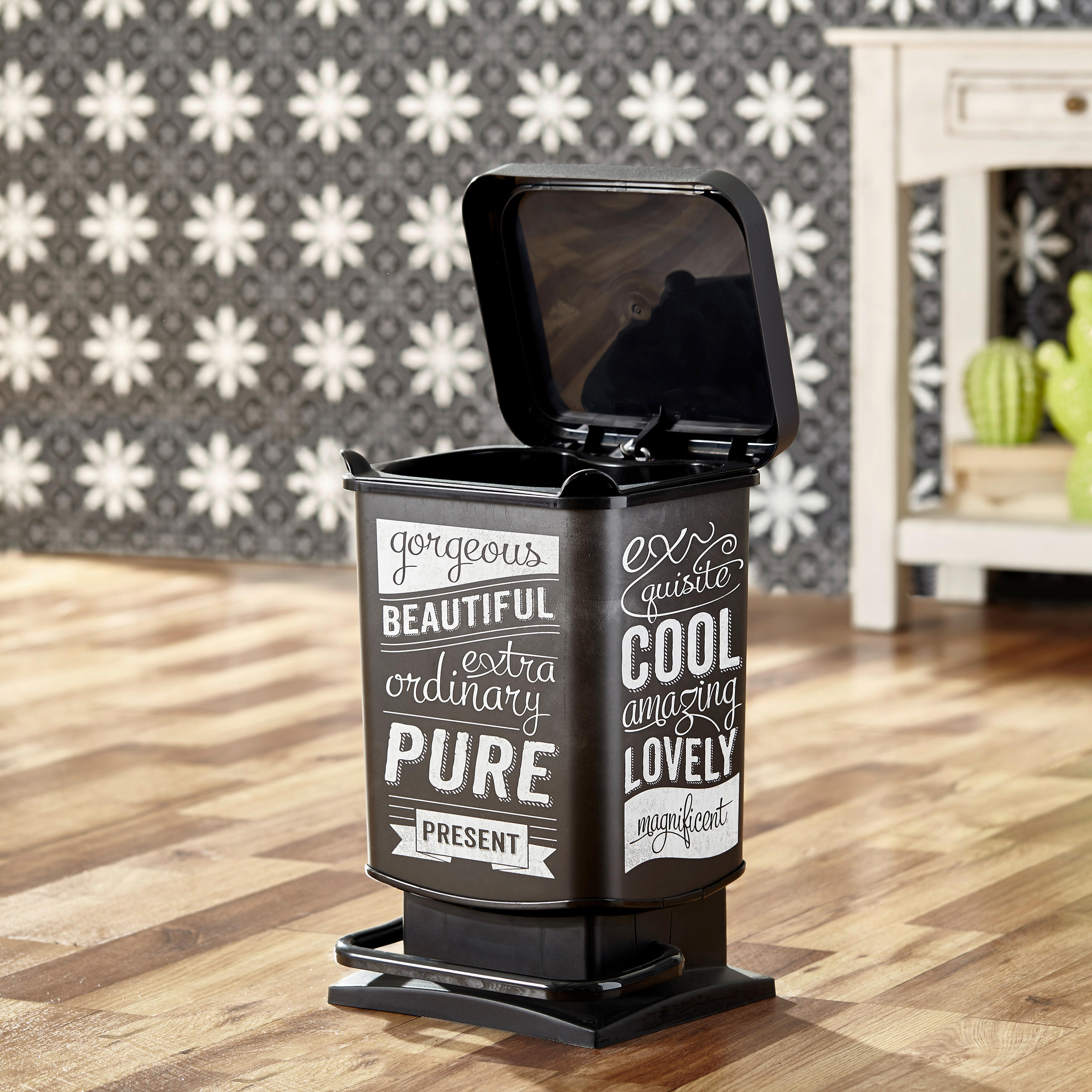 ABFALLEIMER 20 L  - Schwarz/Weiß, KONVENTIONELL, Kunststoff (29,3/26,6/45,7cm) - Rotho