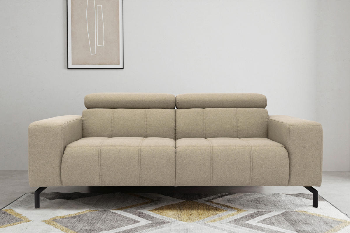 2-SITZER-SOFA Webstoff Schlammfarben  - Schlammfarben/Schwarz, Design, Textil/Metall (208/79/104cm) - MID.YOU