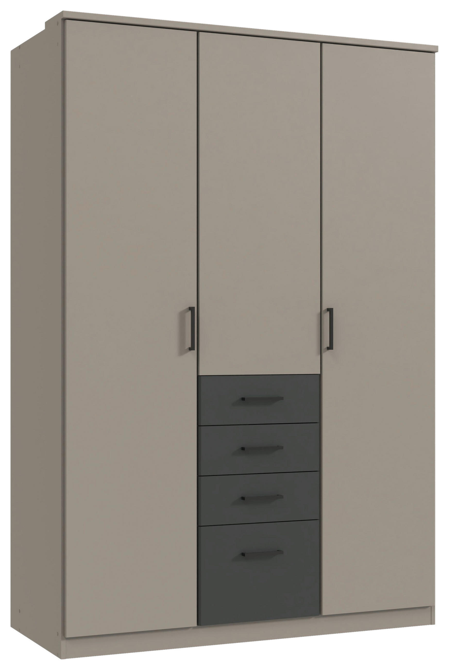 OMARA ZA OBLAČILA, barve grafita, siva  - siva/črna, Konvencionalno, umetna masa/leseni material (135/199/58cm) - Carryhome