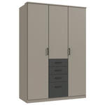 KLEIDERSCHRANK  in Graphitfarben, Grau  - Schwarz/Graphitfarben, KONVENTIONELL, Holzwerkstoff/Kunststoff (135/199/58cm) - Carryhome