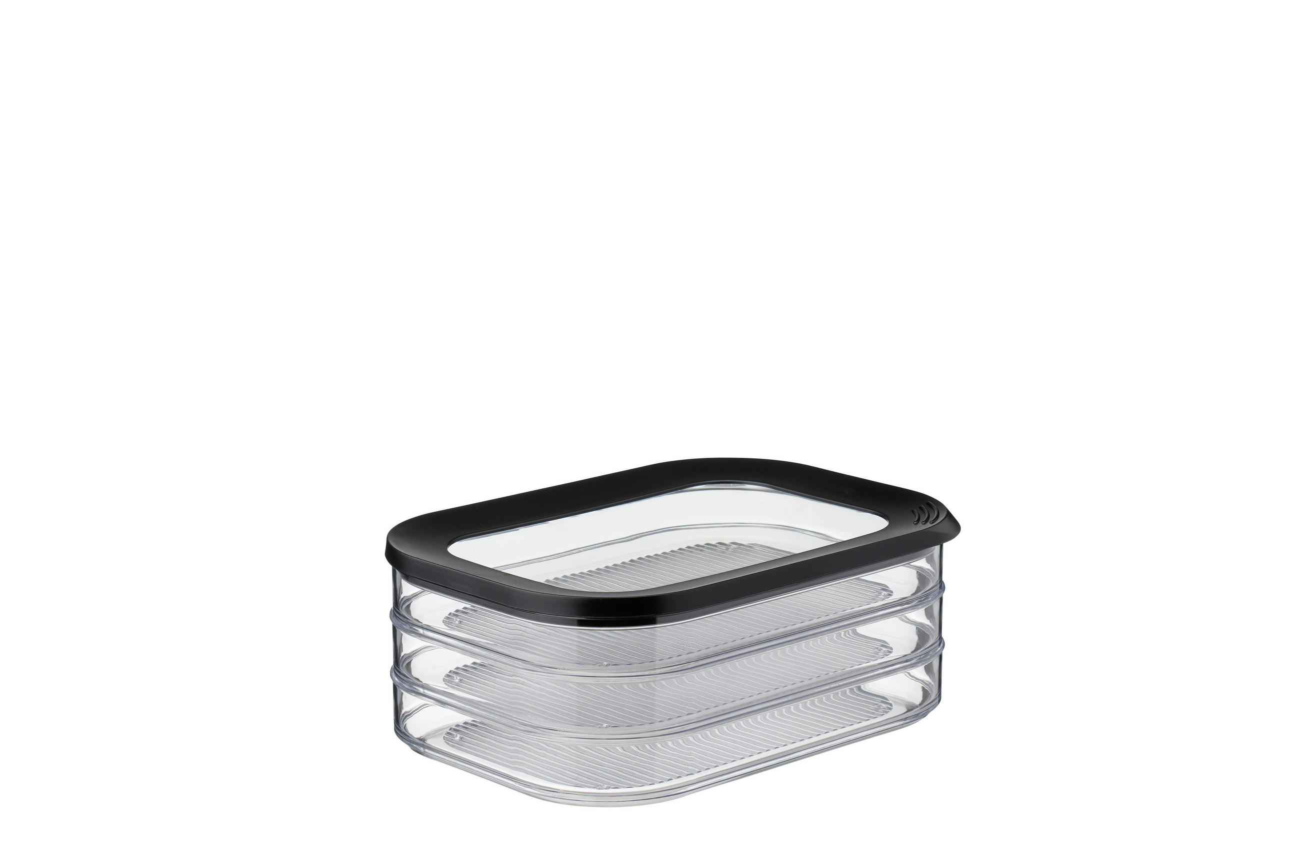 VORRATSDOSE MODULA 3 X 0,55 L  - Transparent/Schwarz, KONVENTIONELL, Kunststoff (22,4/16/8,6cm) - Mepal