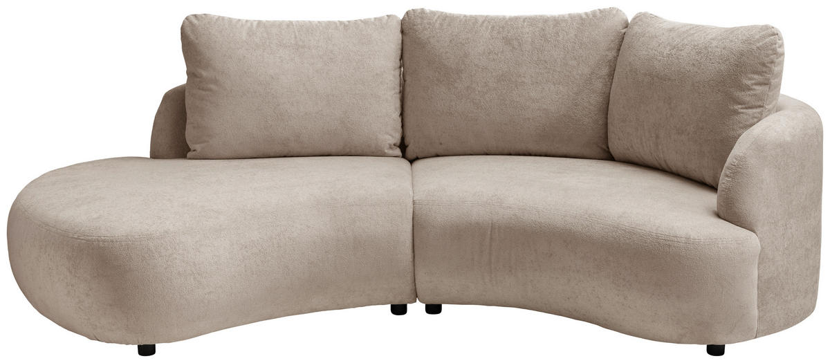 ECKSOFA Taupe Mikrofaser  - Taupe/Schwarz, MODERN, Kunststoff/Textil (250/139cm) - Livetastic
