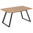 ESSTISCH 140-180/90/76 cm Nachbildung  Metall, Holzwerkstoff ausziehbar rechteckig Schwarz, Eichefarben  - Eichefarben/Schwarz, Design, Holzwerkstoff/Metall (140-180/90/76cm) - Carryhome