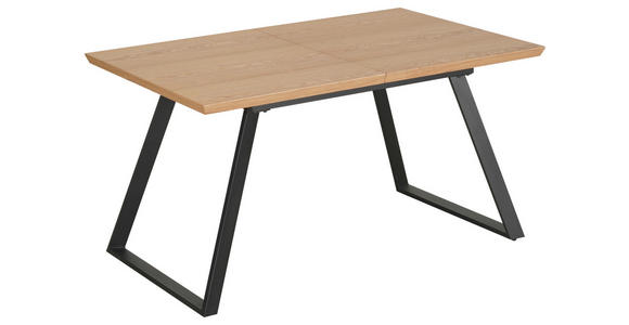 ESSTISCH 140-180/90/76 cm Nachbildung  Metall, Holzwerkstoff ausziehbar rechteckig Schwarz, Eichefarben  - Eichefarben/Schwarz, Design, Holzwerkstoff/Metall (140-180/90/76cm) - Carryhome