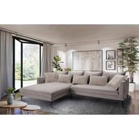 ECKSOFA PIAZZA Taupe Flachgewebe  - Taupe/Beige, Design, Textil/Metall (187/321cm) - Livetastic